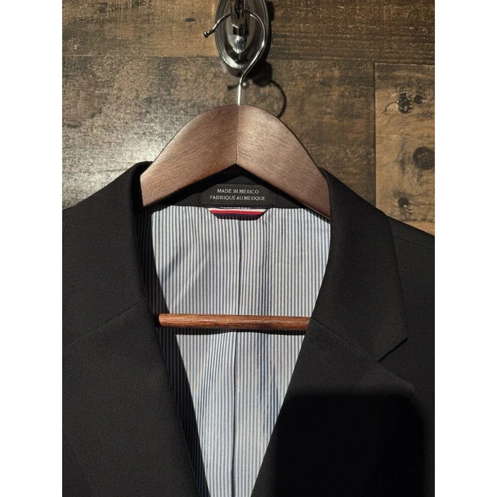 🔥 NEW Mens Tommy Hilfiger Blazer Sports Coat Wool Black 44 R Ships Fast!!!!